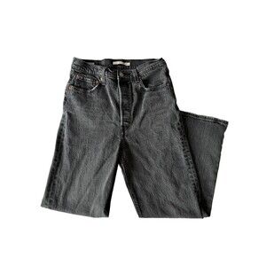 Levis Jeans Womens 29 Black Ribcage Straight Ankle Button Fly High Rise 29x26
